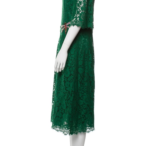 Dolce & Gabbana Dragonfly-Embellished Lace Midi Dress Gorgeous Classic - Picture 9 of 11